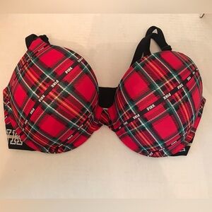Pink Victoria Secret Red/Green/Black Bra 34DD NWT